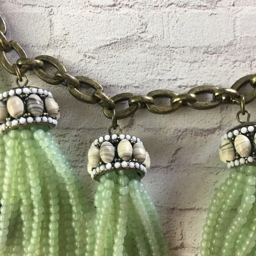 Vintage BaubleBar Tassel Seed Bead Statement Necklace